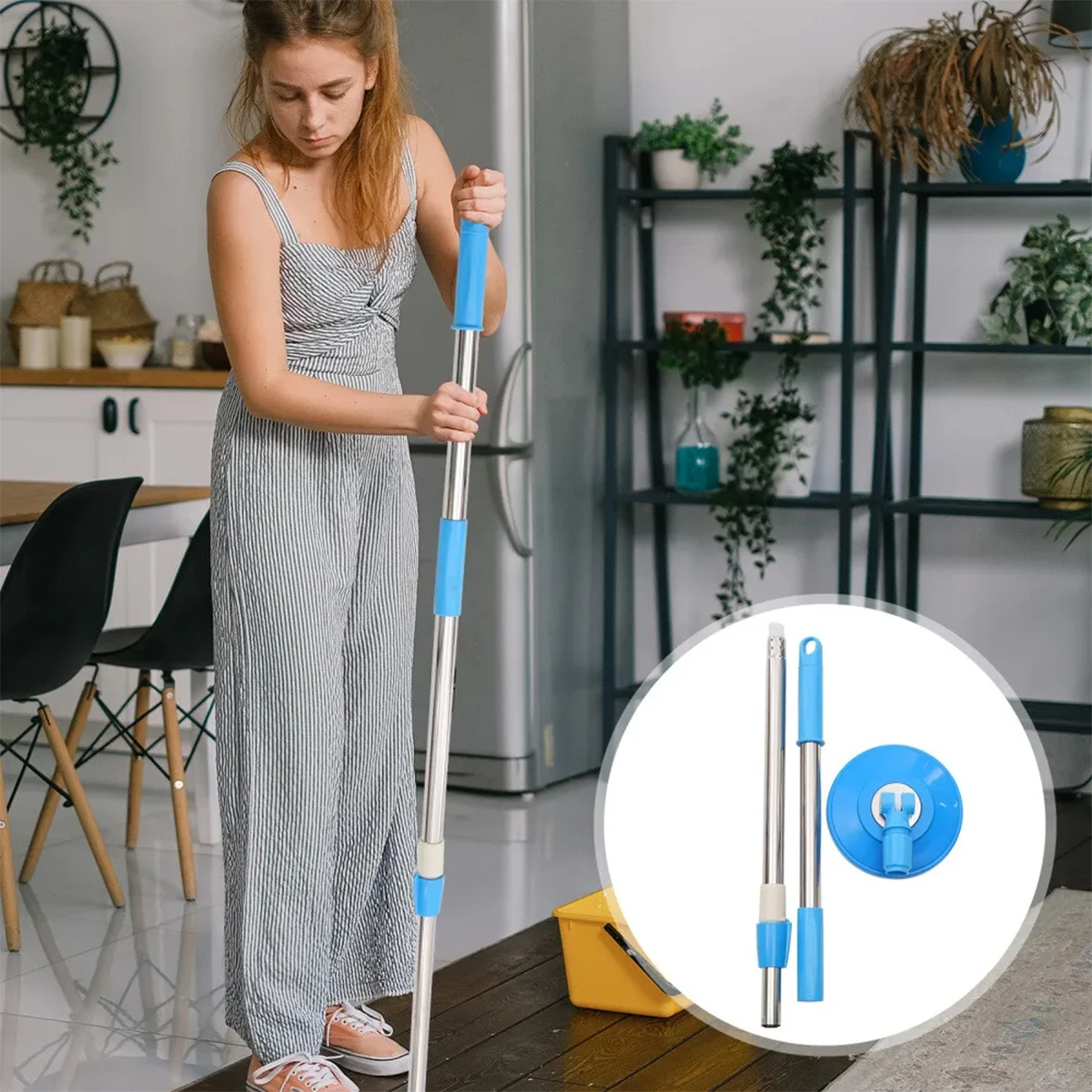 Spin Mop Pole Handvat Vervanging Voor Vloer 360 Graden Roterende Vloer Mop Pole Geen Voetpedaal Versie Handvat Schoonmaken Tool Kit