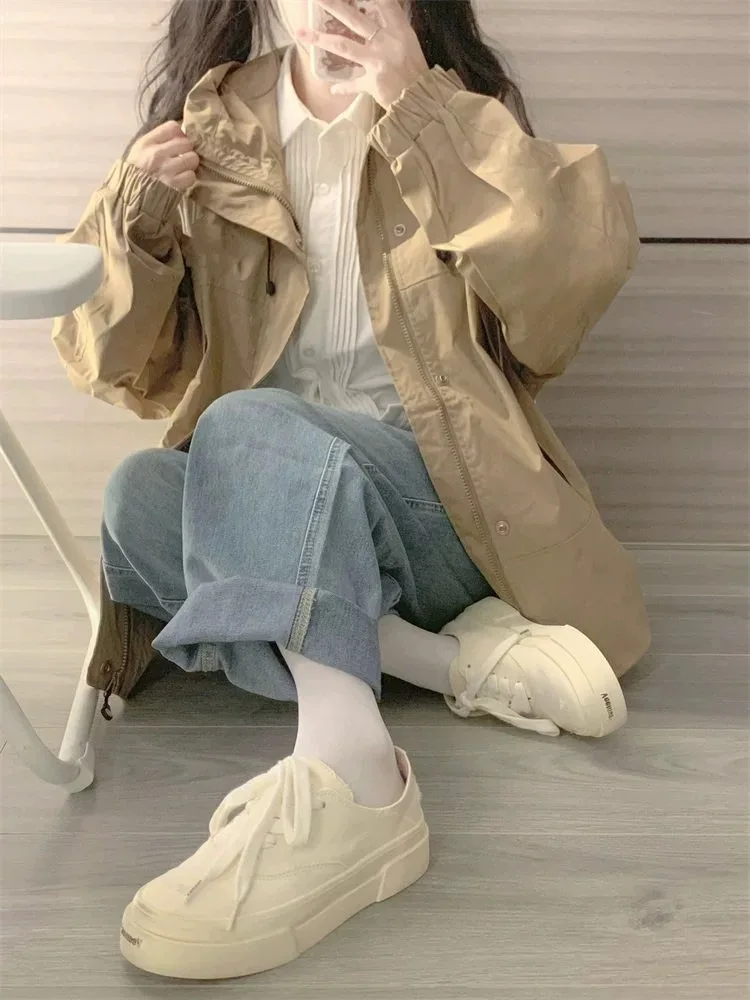 

Пальто для женщин, женские плащи с напуском на одной пуговице, на флисовой подкладке, уютные женские Ulzzang, нежные асимметричные люверсы с оборками