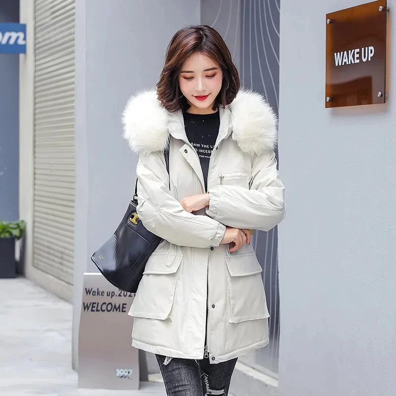 

2022 New Winter Jacket Parkas Oversize Loose Cotton Coats Women's Casual Hooded Cotton-Padded Long Parka Plus Velvet Warm Coats