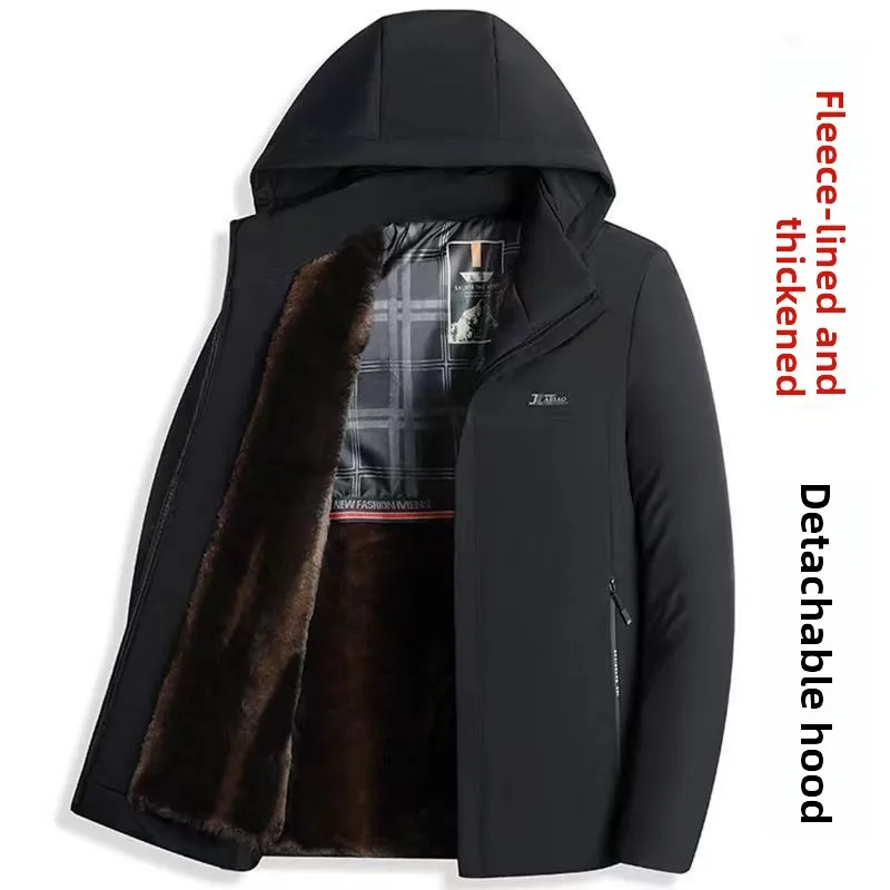 High-End Men's Gold Mink Parka Jaet Dad Sle Mid-Late Age Outerwear Windproof Cotton Coat M