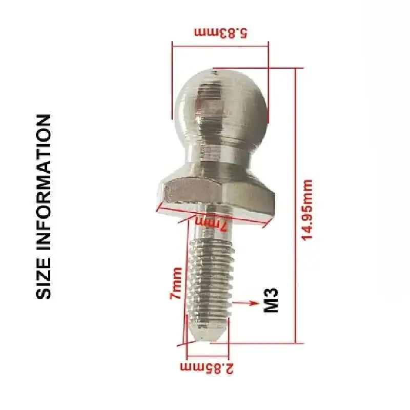 12pcs M3 Ball Head Screw For 1:10 Rc Car Hsp 94188/94123/94166/94107 Remote Control Cars Truck Spare Parts 02038