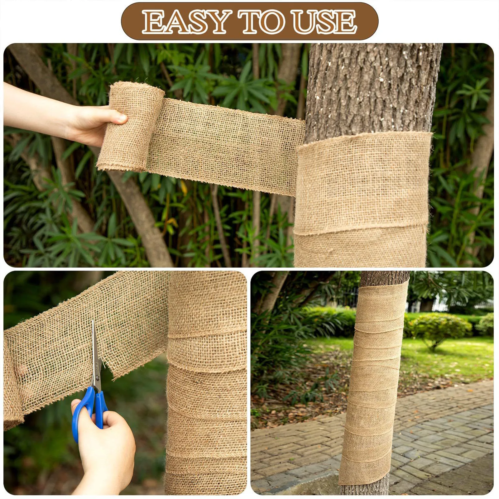 Natural Burlap Tree Protector Help Trees Resist Cold Frost Bandage Wraps for Different Types of Trees