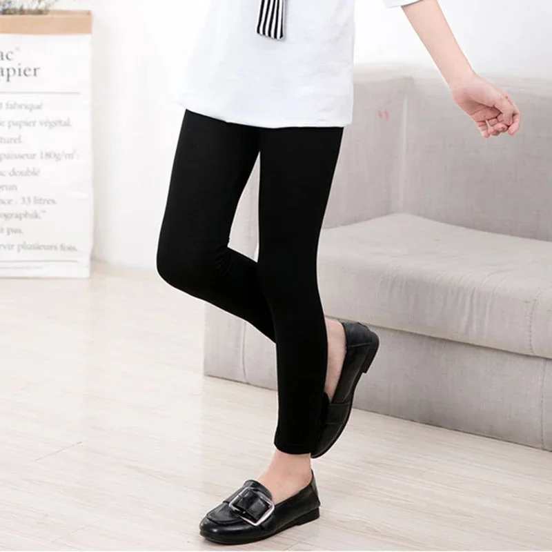 Solid Color Girls Leggings Skinny Pants Kids Summer Autumn Clothes Modal Cotton Girl Ankle-length Trousers for Children Clothing