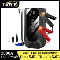 GKFLY 12V Portable Car Jump Starter 16000mAh Auto Battery Booster Charger Car Emergency Booster 2000A Power Bank Starting Device