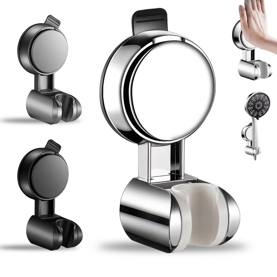 

Wall Mount Strong Suction Cup Handheld Shower Head Holder Vacuum Adsorb Angular Rotatable No Drilling Bathroom Adjustable Holder