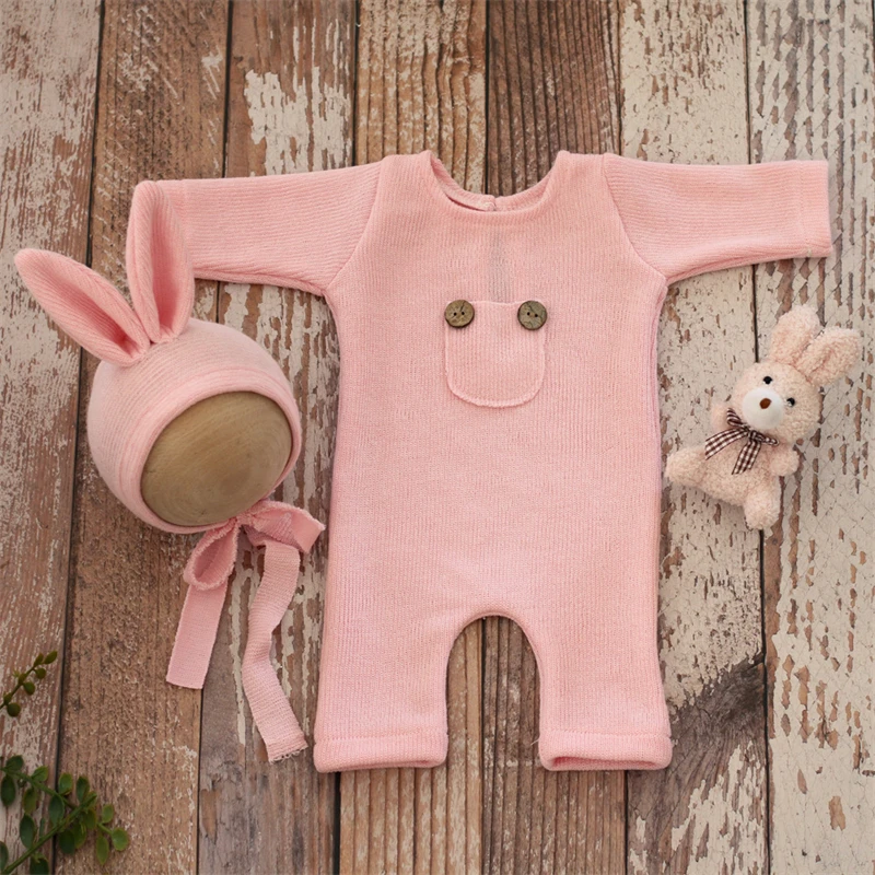 Newborn Baby Photography Costumes Rabbit Clothing Sets Bunny Hat Romper Doll 3pcs Set Infant Boy Girl Photo Shoot Clothes Outfit