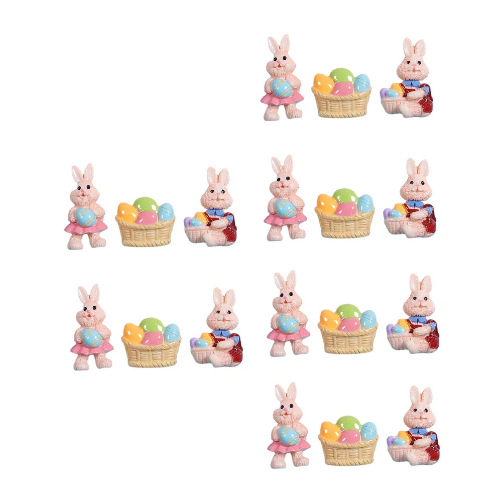 

18 Pcs Easter Ornaments Egg Eggs Basket Adorn for Small Craft DIY Decor Accessory Moss Prop Resin