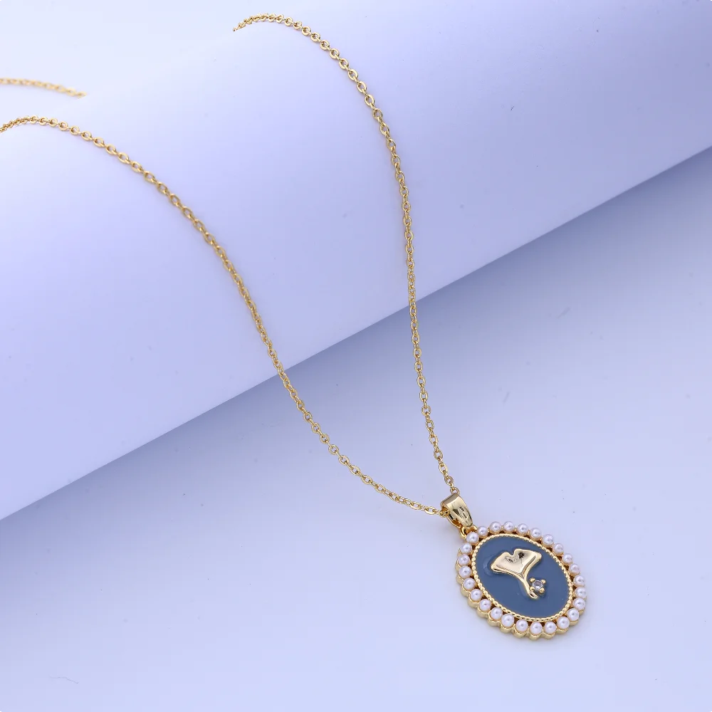New oil painting style color-blocking three-dimensional inlaid necklace fashionable design new Chinese-style light luxury enamel