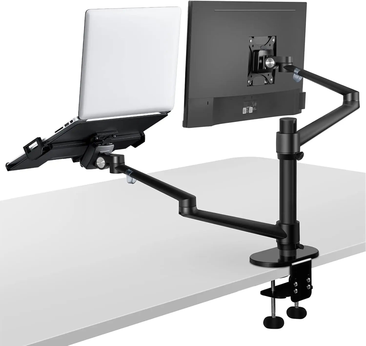

2-in-1 Adjustable Dual Arm Desk Mount for 17-32 Inch Monitors and 12-17 Inch Laptops, Black