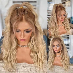 Blonde lace front wig human hair body wave brown ombre ash blonde13x4 360 Lace Frontal  human hair Wigs for women Hd transparent