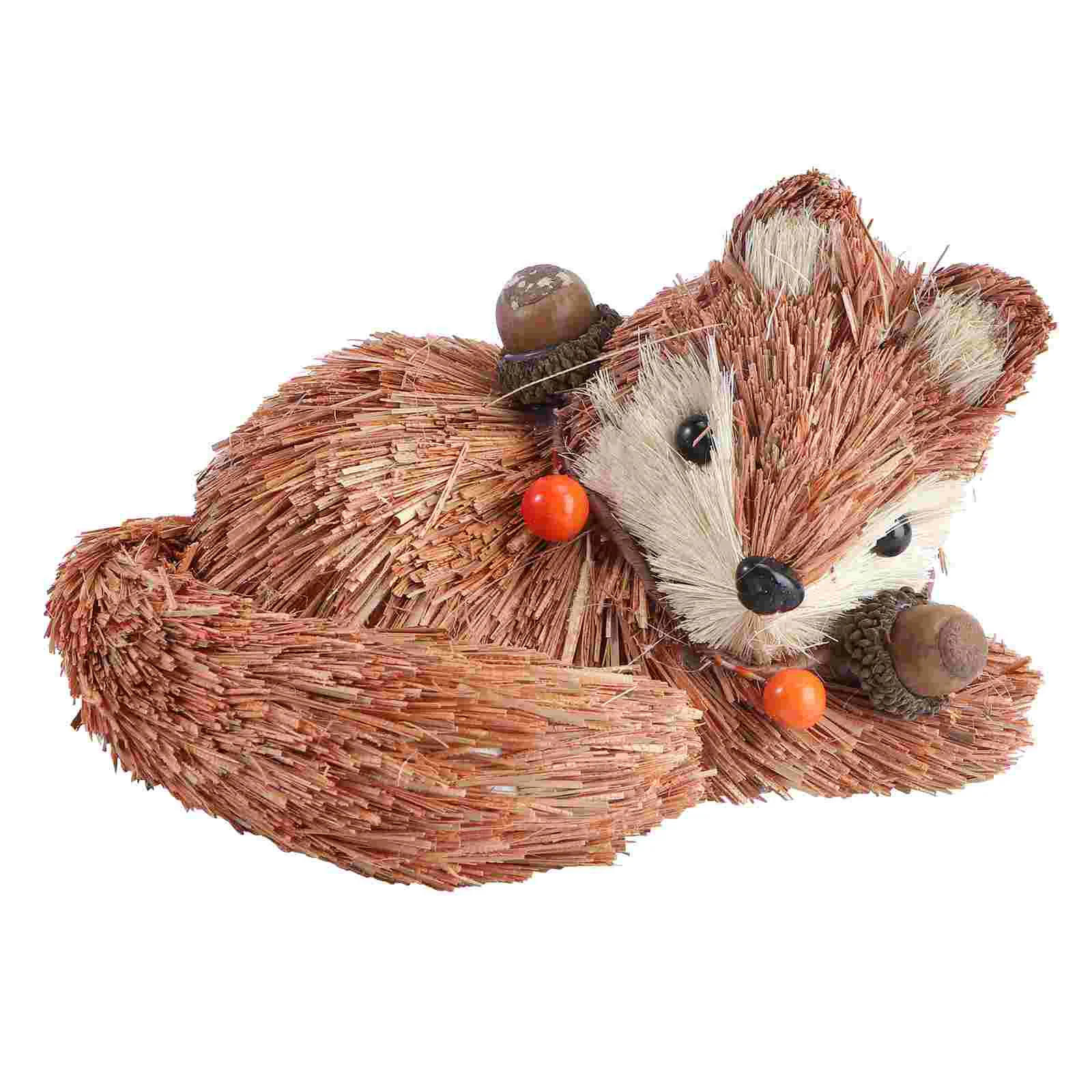 Straw Standing Rabbit Ornament Fox Figurines Statues Easter Party Favors Gift Woodland Creature Figures Animal Plants Decor