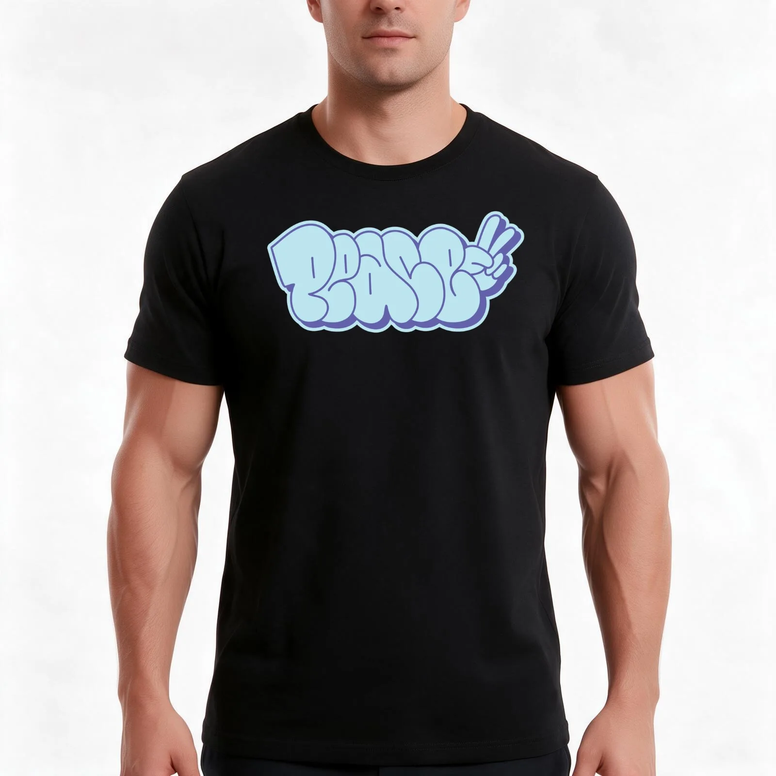 PEACE - Graffiti Throw Up Bubble Letters T-Shirt, Summer Casual Cotton Tee, Oversized Streetwear Tops, Vintage Graphic Print