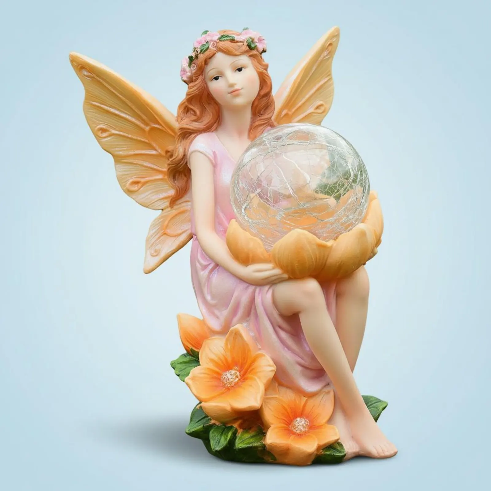 

Solar Fairy Garden Light Rechargeable Battery Resin Fairy Night Light Solar Garden Figurine for Yard, Lawn