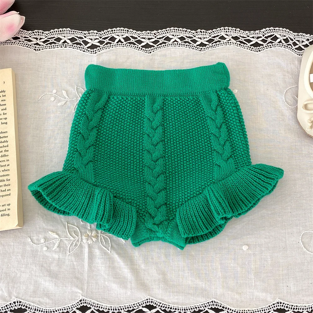 Spanish Style Baby Knitted Ruffle Bloomers for Girls Shorts Thick Warm Toddler Kids Boys Pants Autumn Winter Bloomers