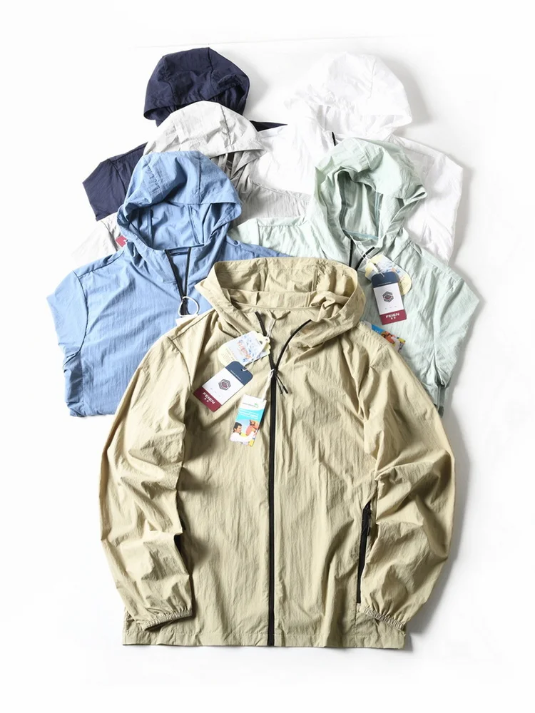 

Новое американское уличное легкое дышащее свободное повседневное мужское пальто с капюшоном и защитой от солнца, летнее пальто для кожи irt