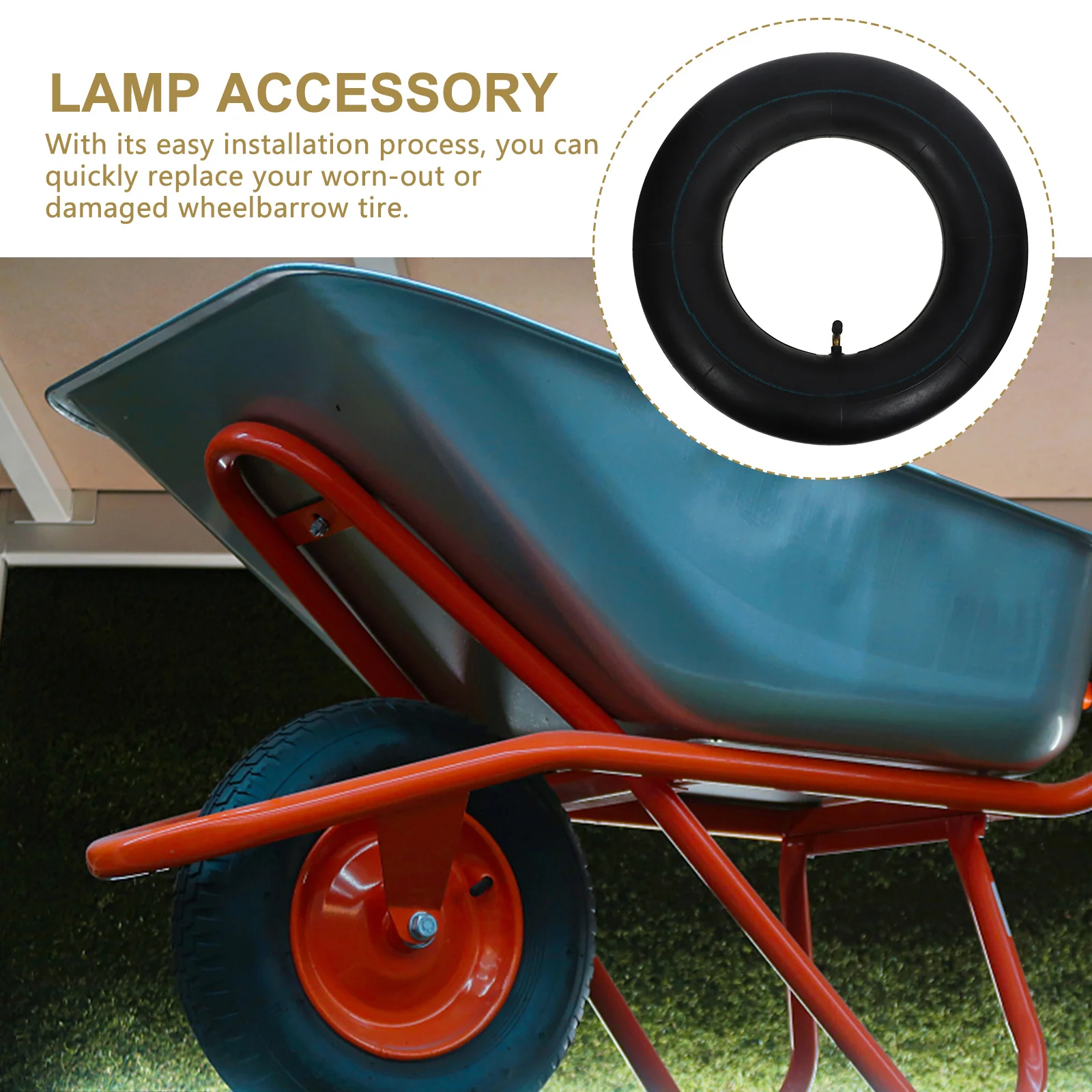 Inner 4.80/4.00-8 Rubber Tire Replacement Durable Strong Copper Valve For 4.00-8 Wheelbarrow Tire Wheelbarrow Riding