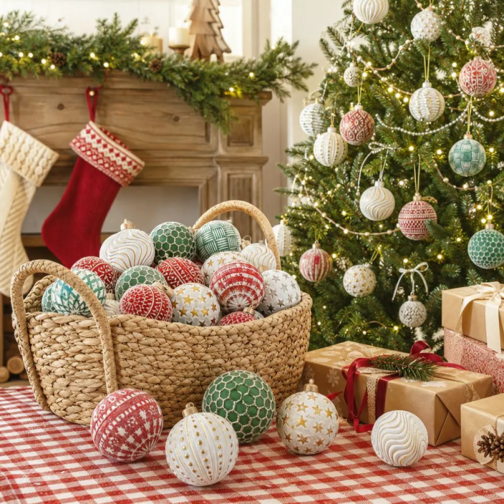Christmas Tree Hanging Pendants Painted Decorative Spheres For Holiday Party Home Festive Venue Layout Supplies