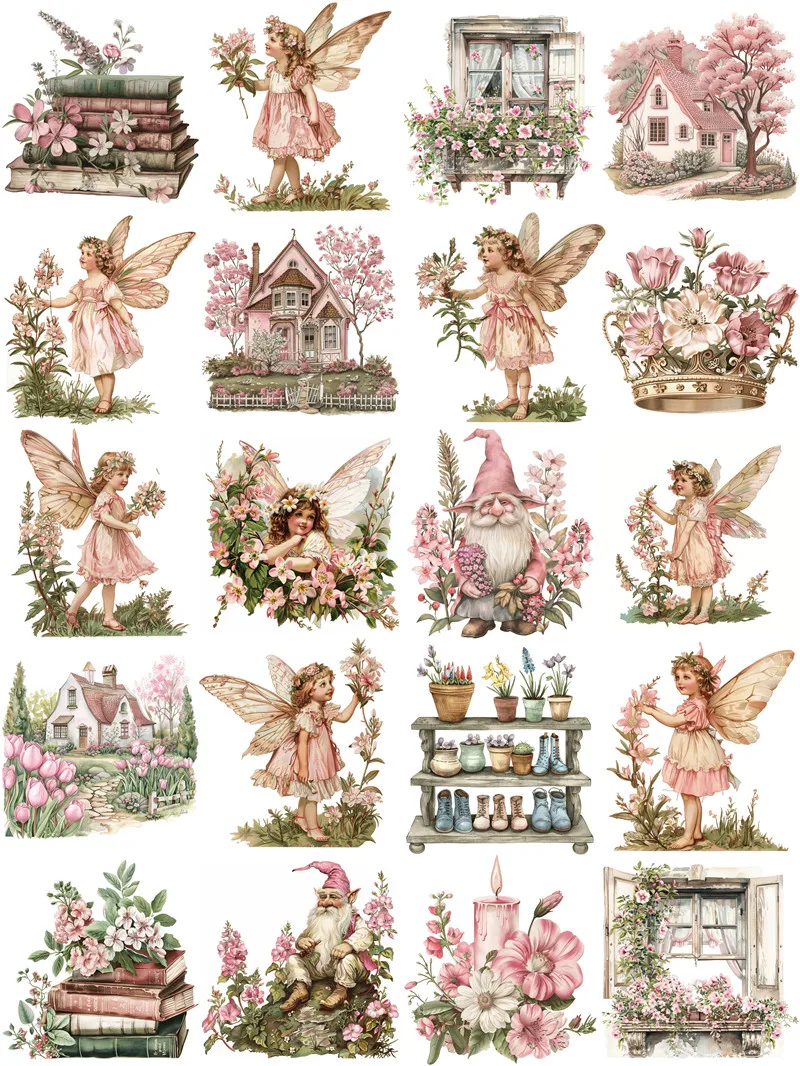 Retro Elf Garden Stickers Crafts And Scrapbooking stickers kids toys book Decorative sticker DIY Stationery
