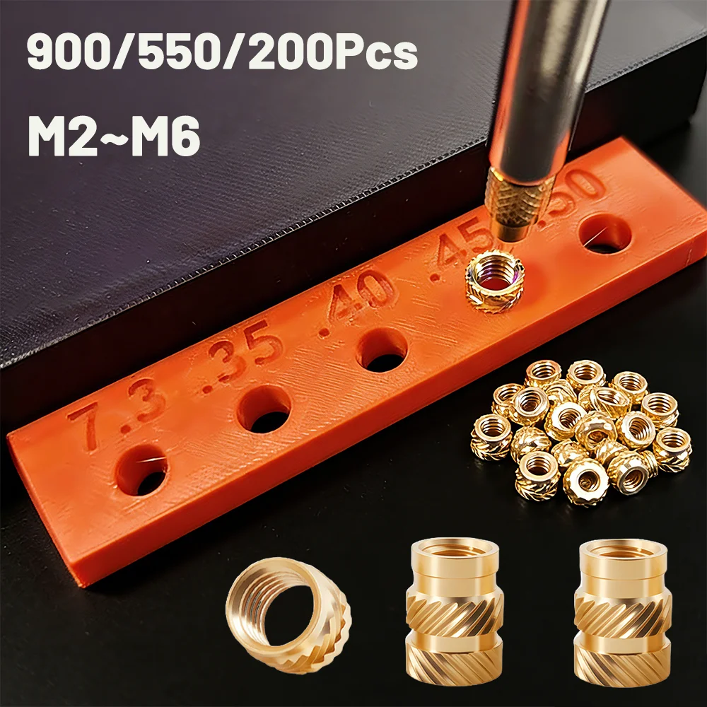 900-550-200pcs-threaded-inserts-m2-m3-m4-m5-m6-knurled-insertion-nuts-brass-heat-set-insert-for-plastic-3d-printing-components