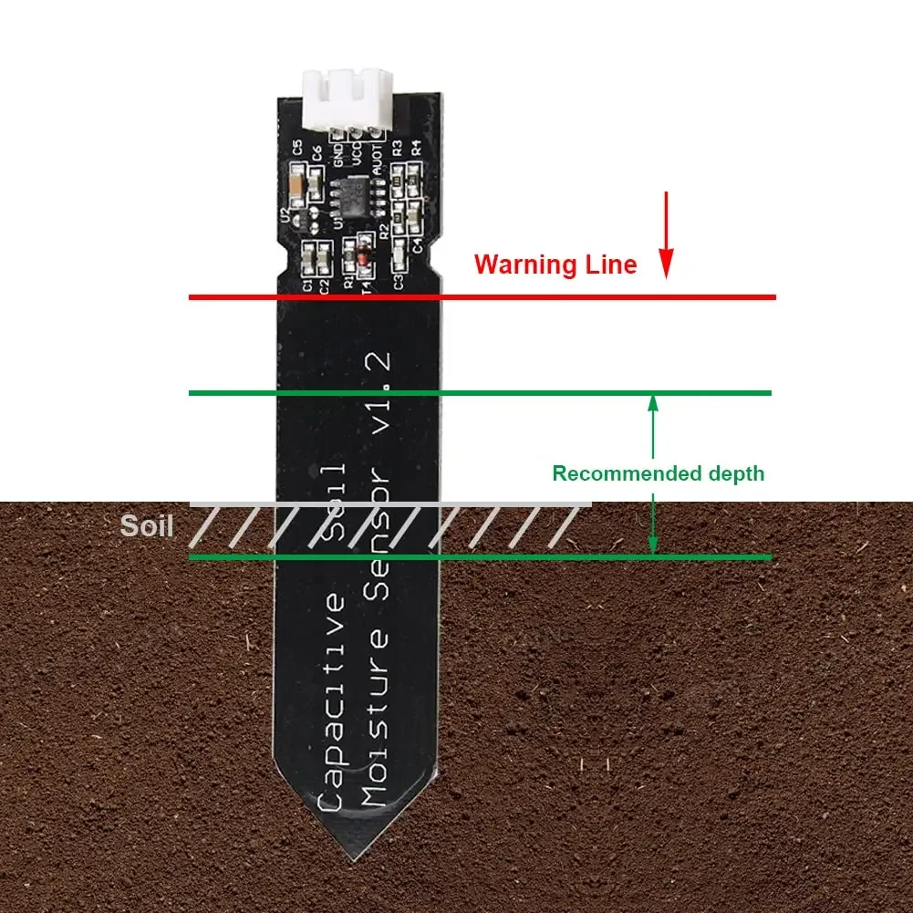 1Pcs Capacitive Soil Moisture Sensor V1.2, Corrosion Resistant Wide Voltage Soil Humidity Detector for Arduino Garden Irrigation