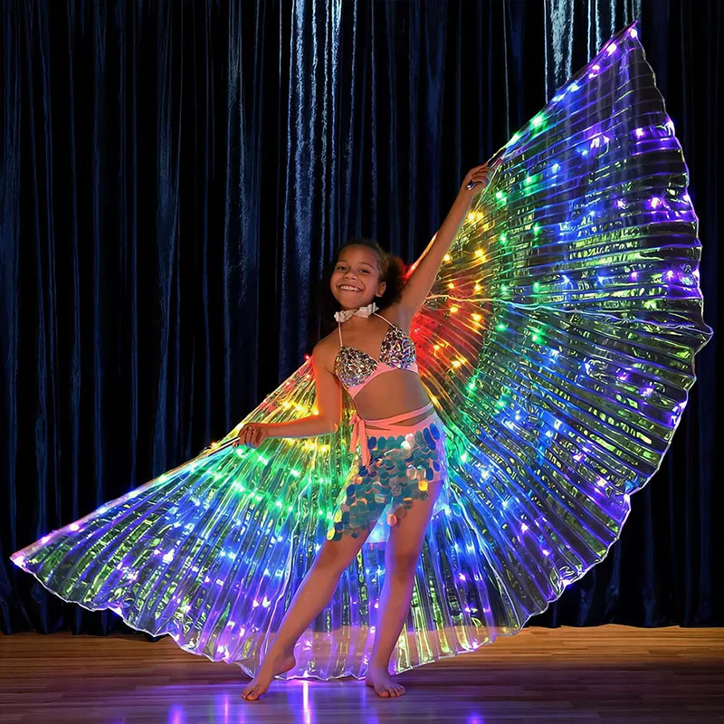 LED Isis Wing Light Up Fairy Wings For Kids Children Belly Dance Costumes Gifts Luminous Butterfly Wings Stage Performence Props