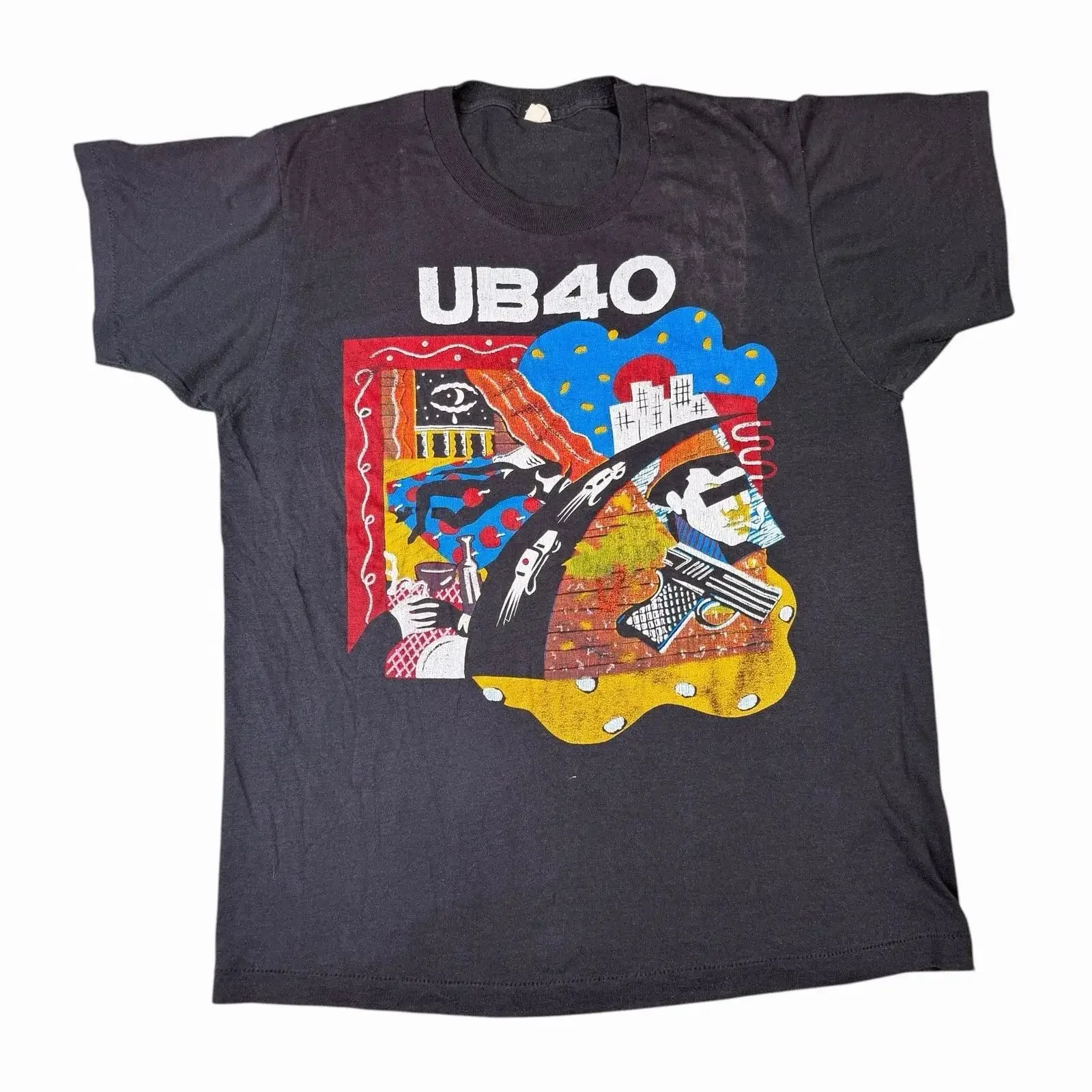 Vintage UB40 Labour Of Love Tour 80s Promo Concert Rare T Shirt Gr L USA Made vintage Washed graphic homme fashion