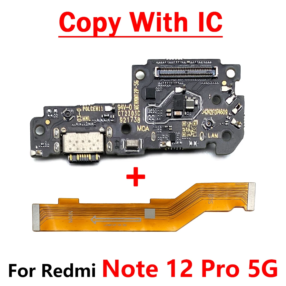 Cavo flessibile della scheda madre principale del caricatore di ricarica rapida USB per Xiaomi Redmi Note 12 Pro Plus 5G / Note 12 4G Dock Connector