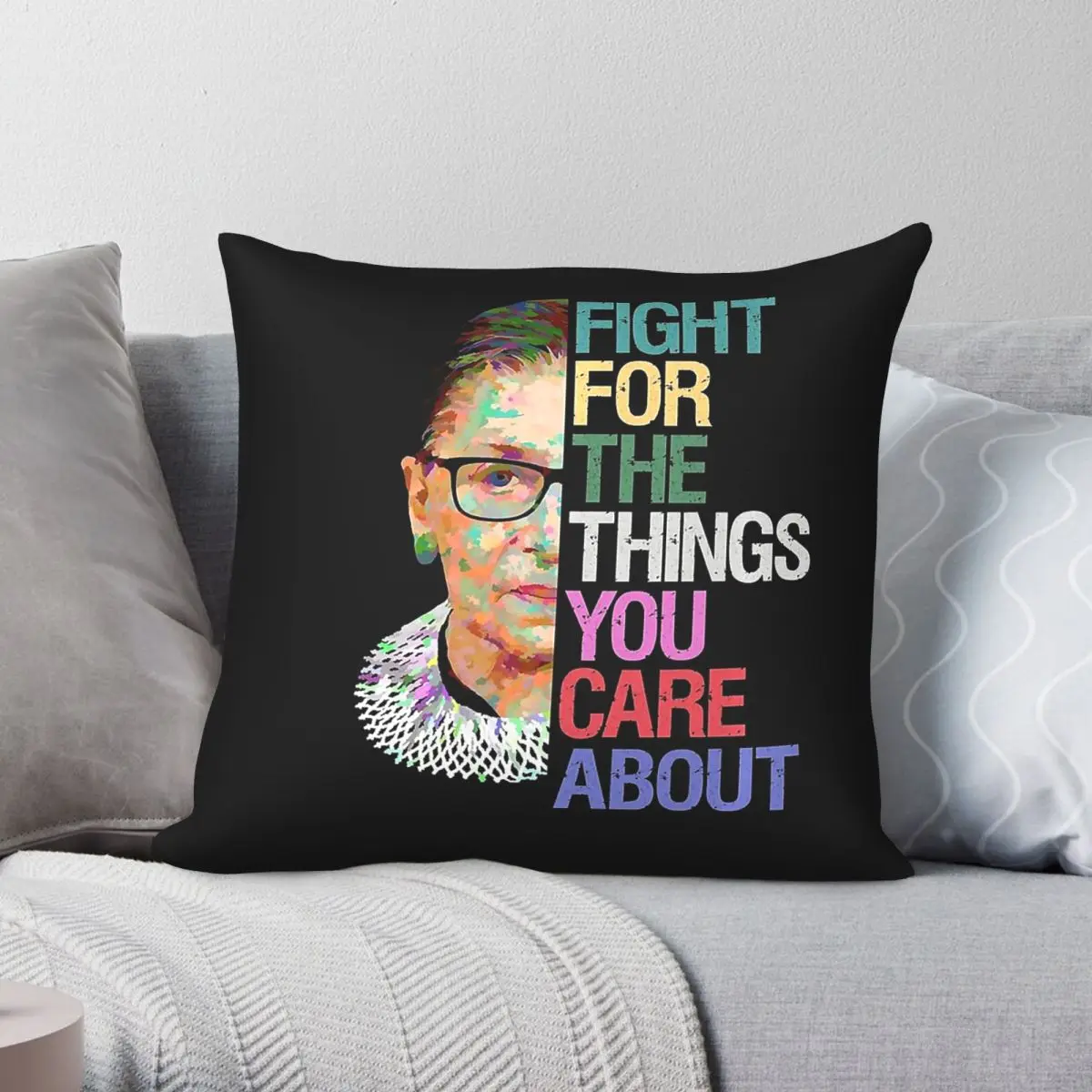 Fight For The Things You Care About Rbg Square Pillowcase Polyester Linen Velvet Creative Decor Pillow Case Home Cushion Cover
