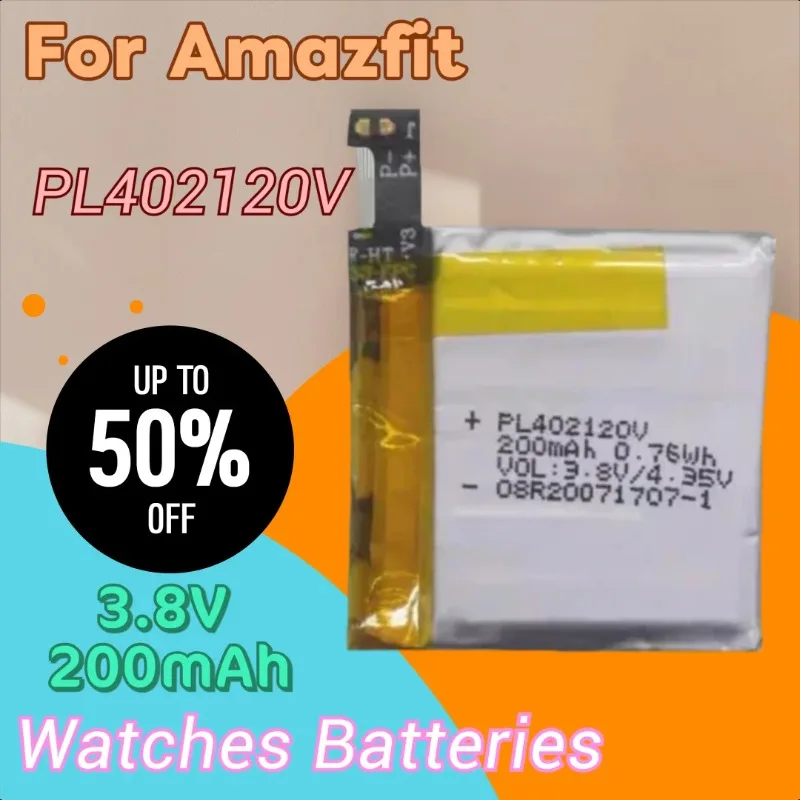 

100% New High Quality 3.8V 200mAh Watch Battery PL402120V for Amazfit Bip AMAZFIT Bip S A1915 A1608 AMAZFIT ARES A1908