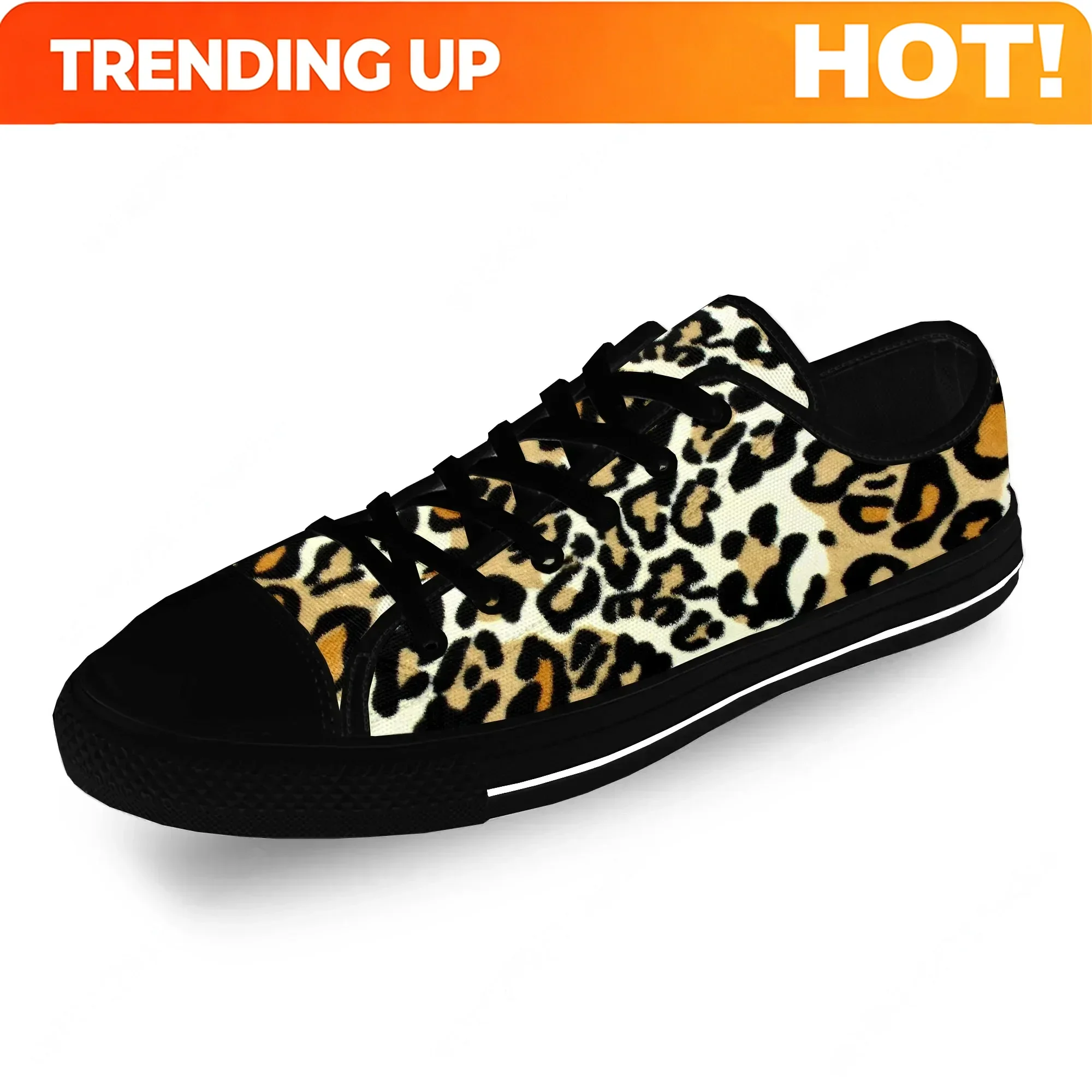 Zapatos de lona con estampado de leopardo para hombre y mujer, zapatillas de deporte ligeras y transpirables, informales, con estampado 3D, de tela, a la moda