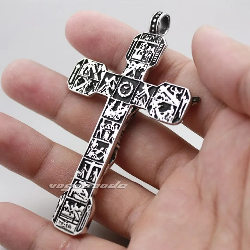 Huge Jesus Cross 316L Stainless Steel Mens Biker Punk Pendant D199 Steel Necklace 24inch Men\'s accessories birthday present