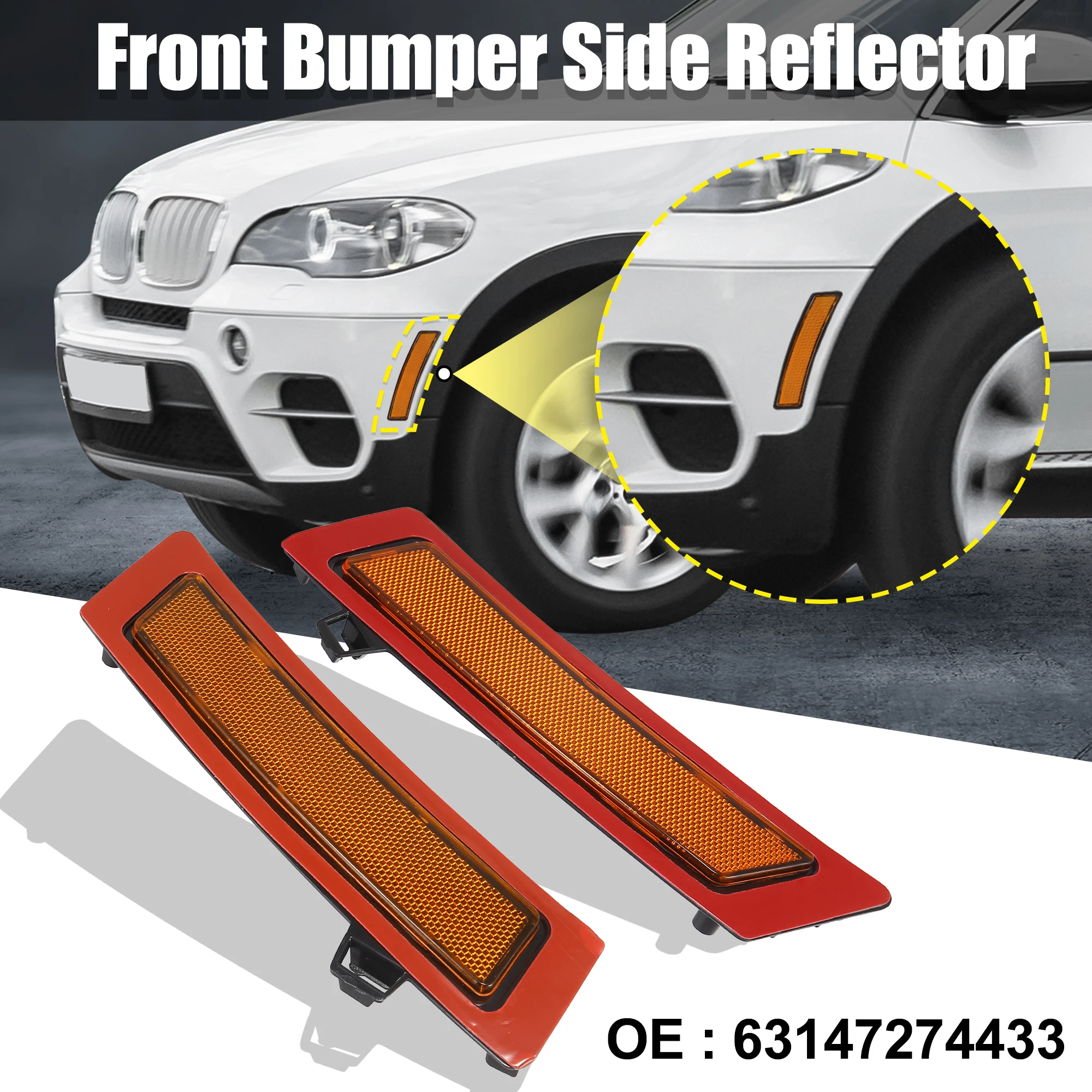 

Пара Autohaux 63147274433, отражатель переднего бампера, боковой маркер для BMW XDrive35d XDrive35i XDrive50i, замена оригинального отражателя