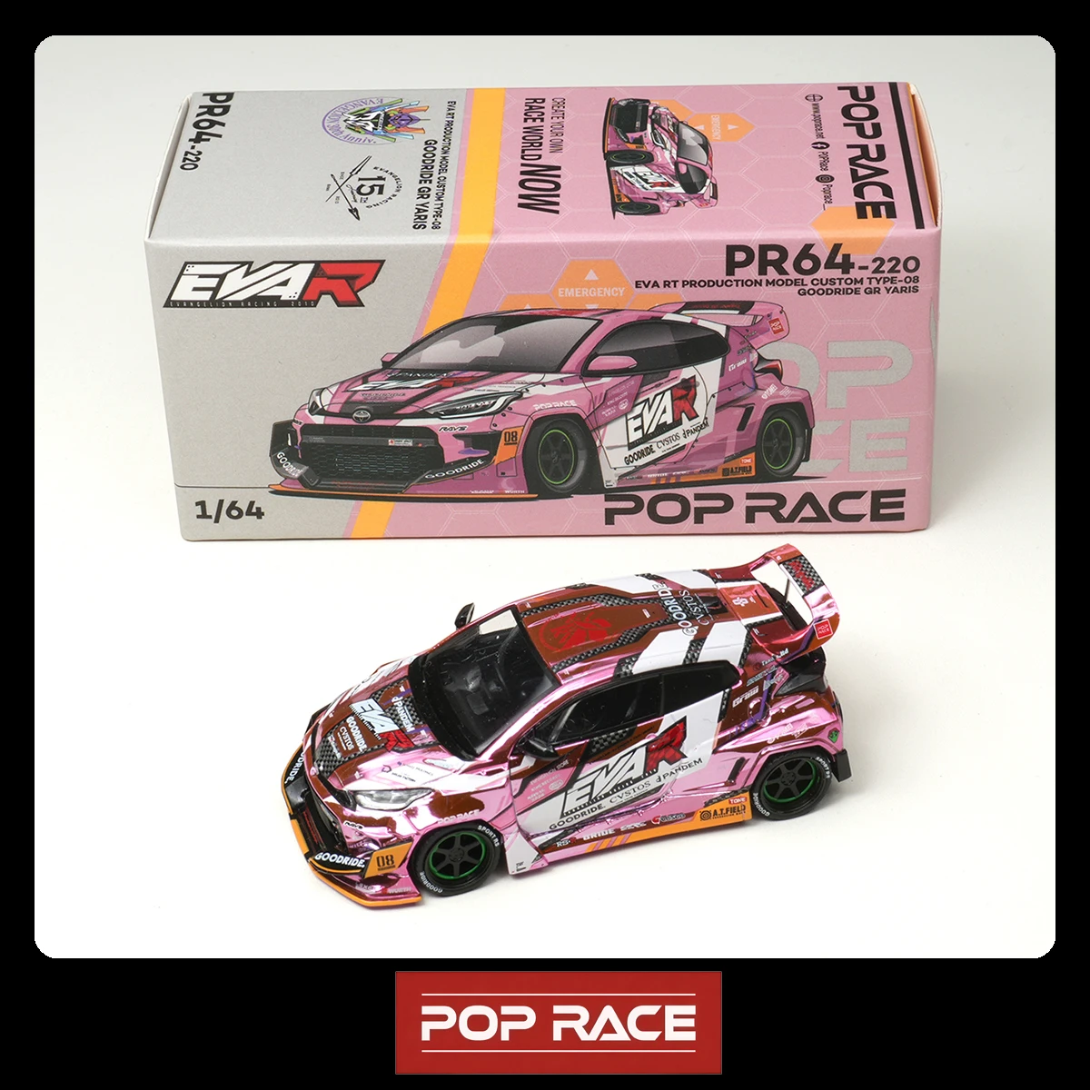 Ready to Ship POP RACE 1:64 PR640220 Toyota GR Yaris EVA RT Production Model Custom Type-08 Goodride Diecast Model Car In Stock