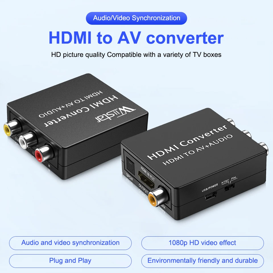 HDMI to Composite AV RCA Video Converter With Toslink Spdif Coaxial Audio OutPut Interface Support PAL NTSC with Optical Cable