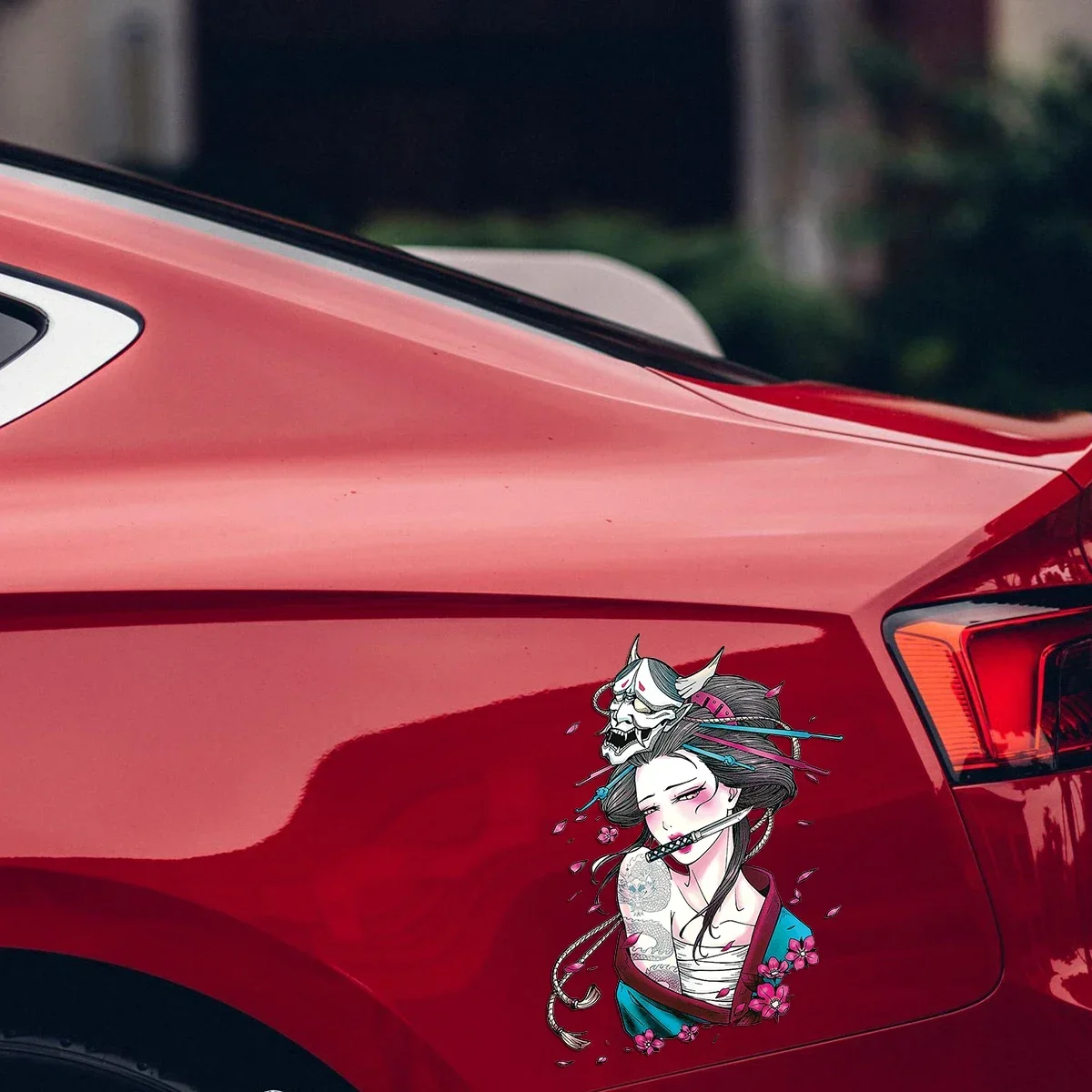 Japanese Geisha Glamour personalized Motorcycle Bike and car Body Window Rear Windshield computer Decal Accessories Stickers