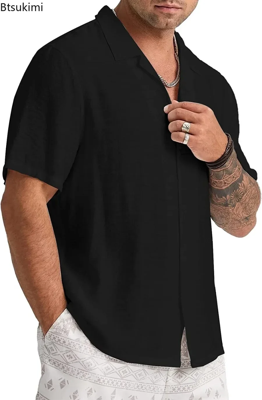New 2025 Men's Solid Color Short-sleeved Shirts Summer Fashion Simple Cardigan Tops Soft Cotton All Match Lapel Shirts for Male