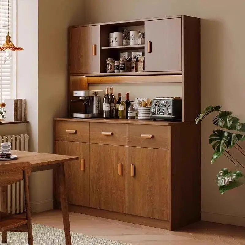 Modern Living Room Cabinet Walnut Cafe Kitchen Cabinets Household Sideboards Microwave Oven Tableware Storage Buffet Cabinets