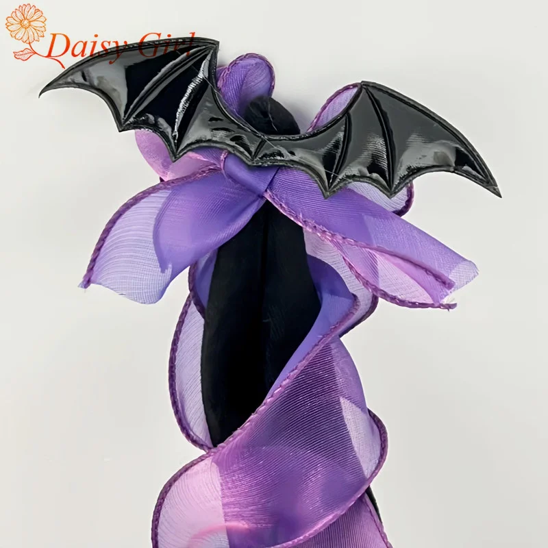 New Halloween Witch Hat Lace Dark Bat Wizard Big Blade Hat Lolita Dress up Cosplay Headdress Props