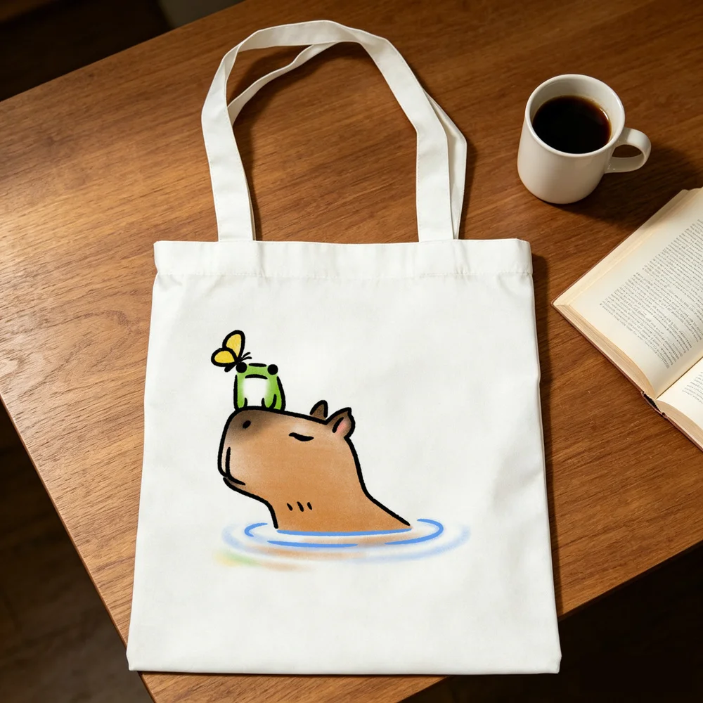 Capybara tote bag foldable sac cabas shopper reusable shoulder  woman