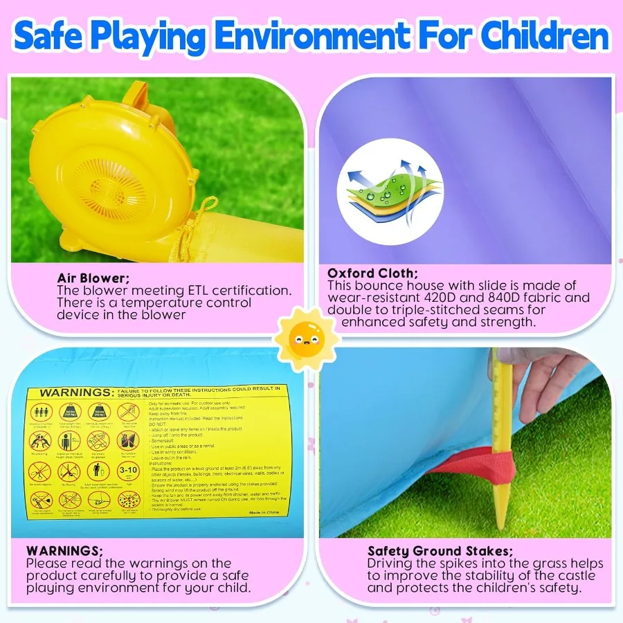 منزل ترتد قابل للنفخ للأعمار من 310 تتميز بقلعة نطاطة 123 لتر × 110 مع حلقة حفر كرة سلة منزلق لمنطقة القفز #5