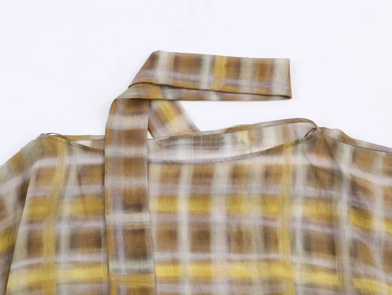 Woman's Plaid Printed Set Scarf Cape Bat-neck Bat Sleeves Cropped Shiet High-waisted Irregular Skirt Autumn New Female Chic Set