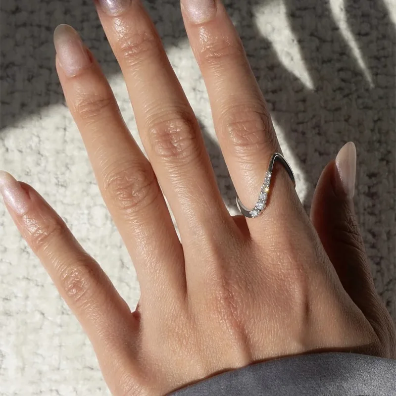 Xiaoyan's new 100% S925 silver high-end curved wave shaped gemstone ring anniversary commemorative gift exquisite jewelry