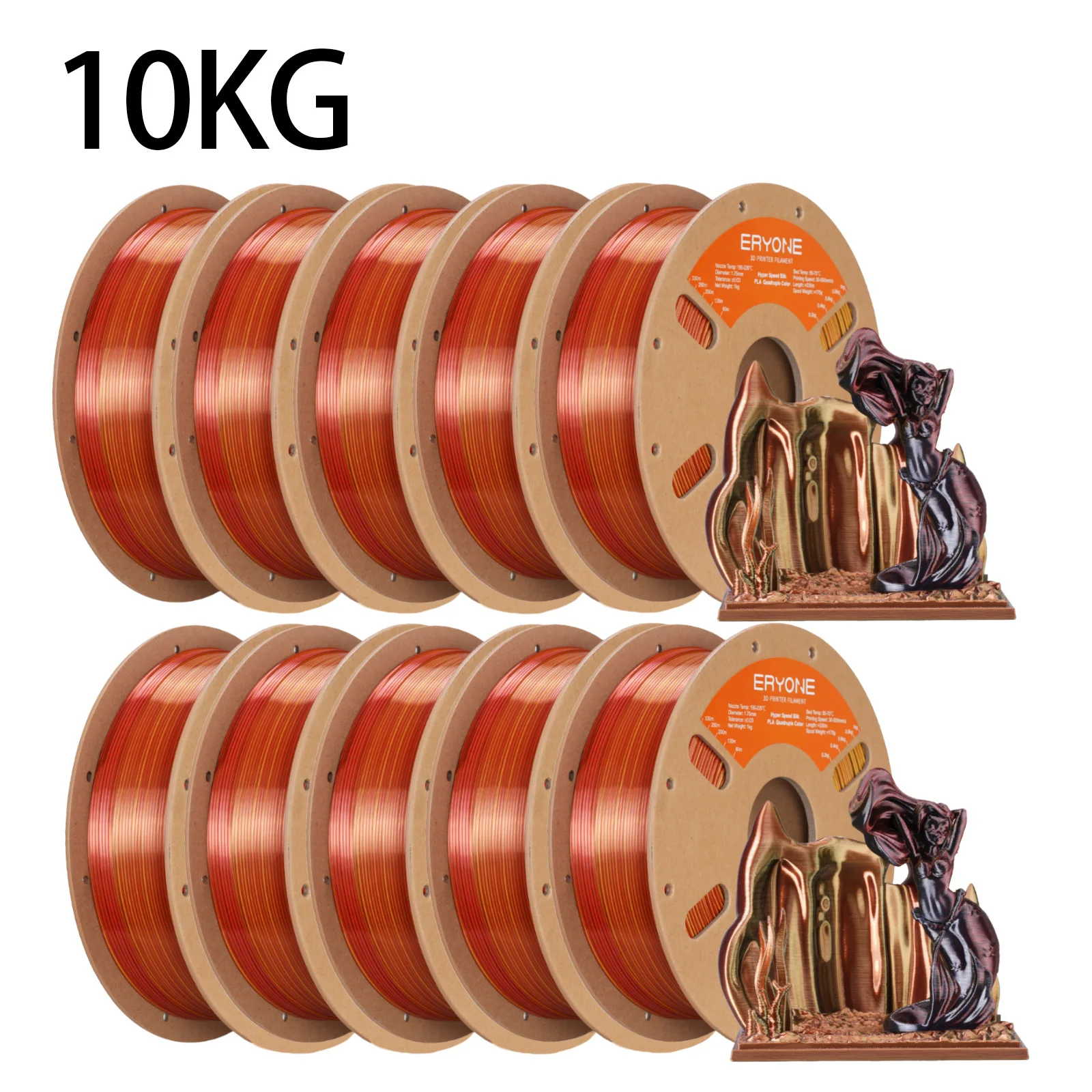 ERYONE 10KG Hyper Speed Zijdeachtige Vierkleurige PLA Filament 3D Printer 1.75mm +/- 0.03mm, Co-extrusie Filament PLA 1KG spoel