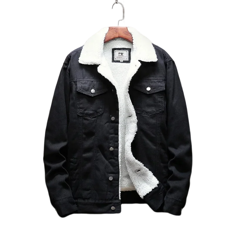 

Autumn and winter new plush Jean jacket men's thickened jacket loose large cotton clothes casual versatile denim clothes