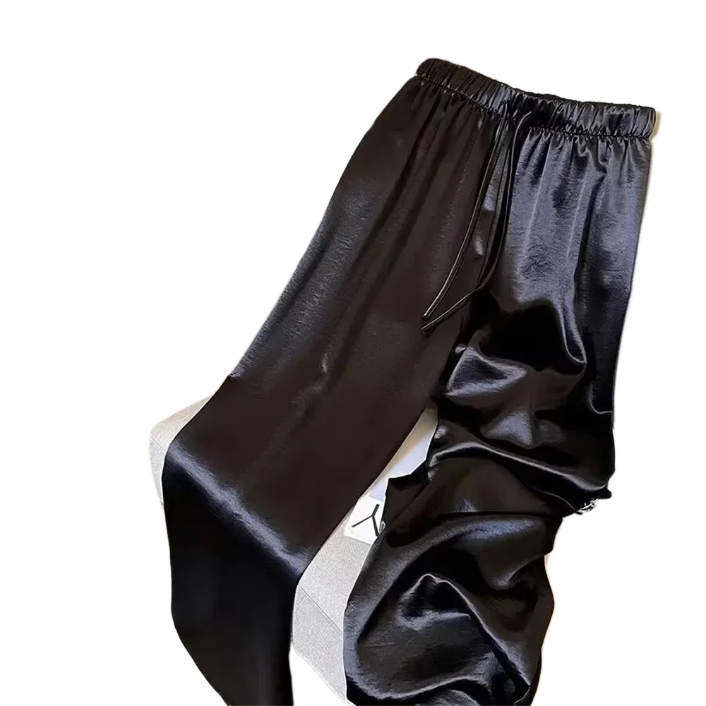 Korean Fashion High Waist Thin Wide Leg Women Summer Office Lady Solid Color Straight All-match Casual Pants Trousers Clothes 3 Korean Fashion High Waist Thin Wide Leg Women Summer Office Lady Solid Color Straight All-match Casual Pants Trousers Clothes 3