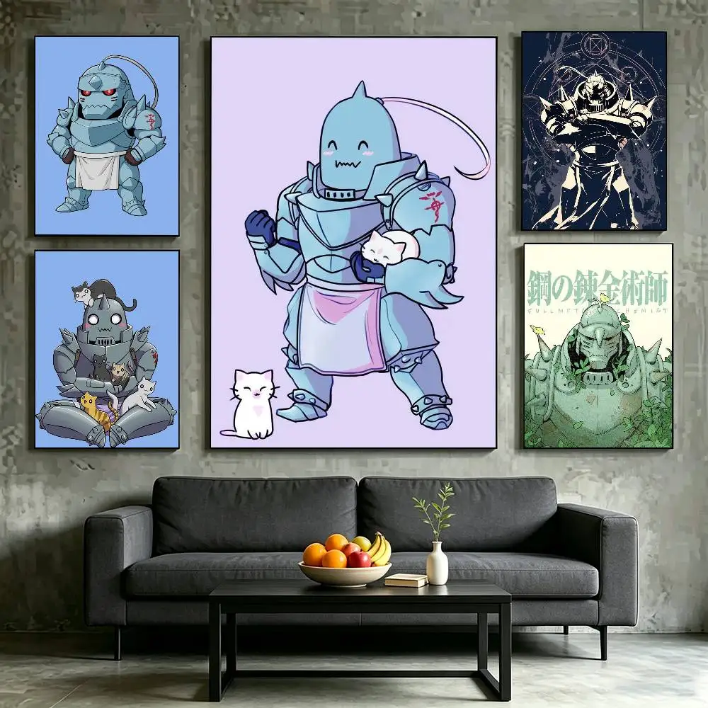 F-Fullmetal Alchemist Alphonse Elric Poster High Quality Dorm Living Room Aesthetic Wall Decoration Painting Stickers Gift