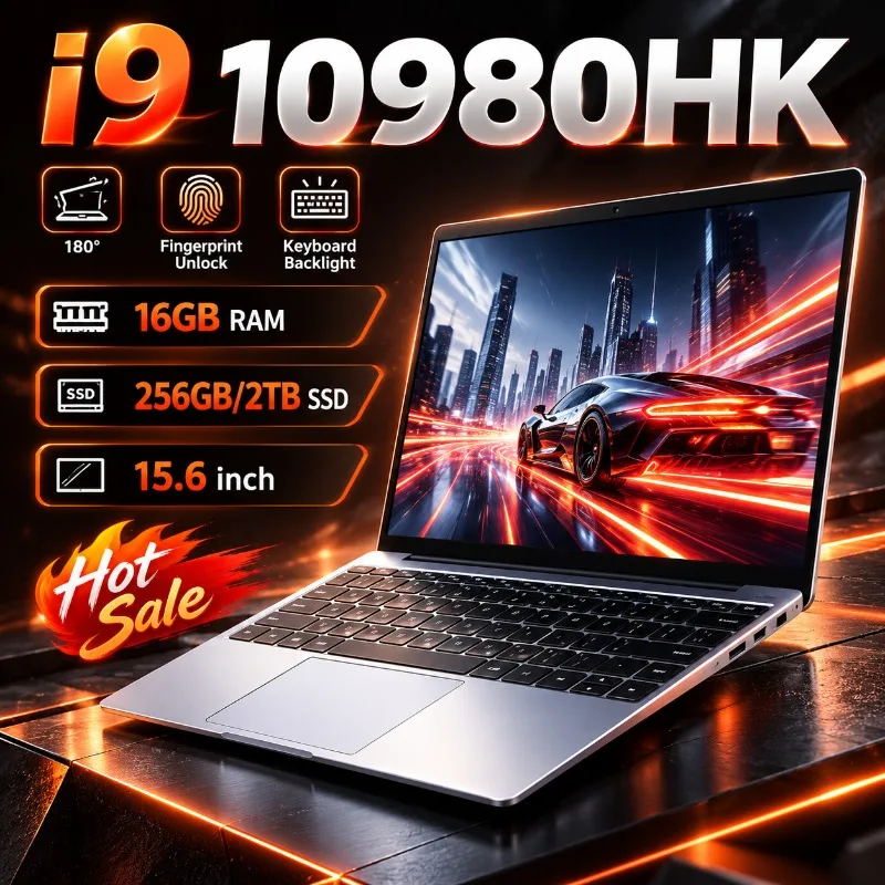 Intel i9-10980HK 15.6 inch Portable Laptop  32GB RAM 1TB 2TB SSD Gaming Laptops Computer With Fingerprint Unlock Notebook