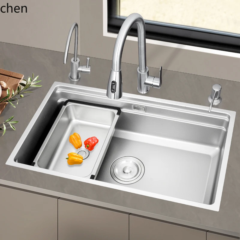 SUS304 Stainless Steel Sink Large Single Bowl Undermount Thickened Kitchen Sink Dishwashing Basin