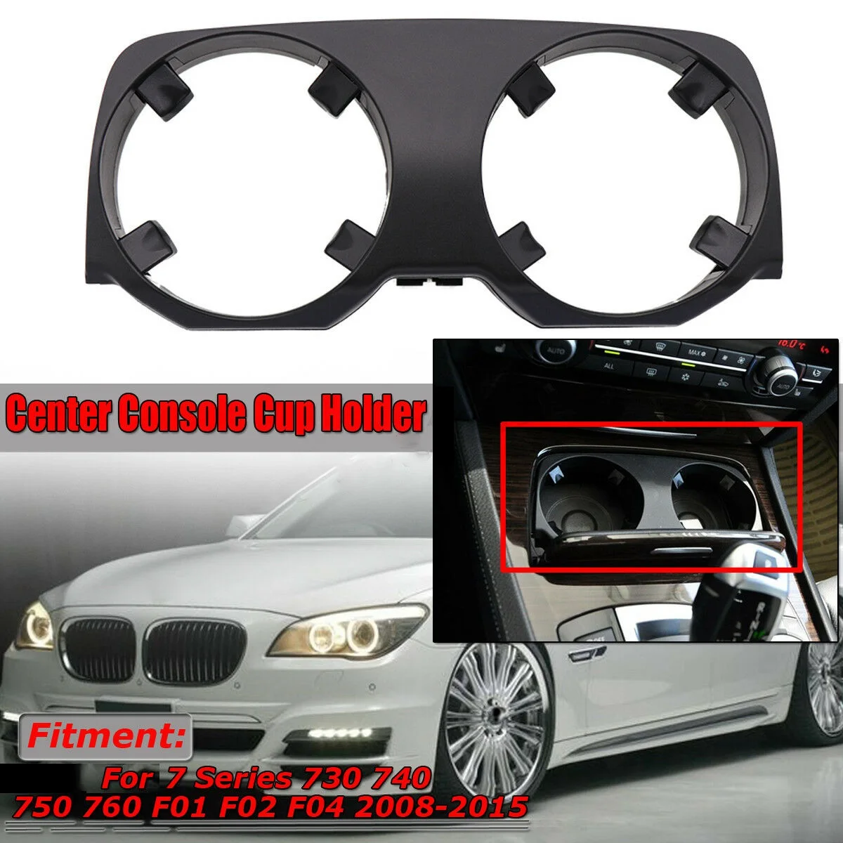 Car Cup Drink Holder Outer Cover for-BMW 7 Series F01 F02 F04 2008-2015 51169179820