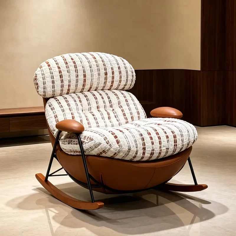 Stylish Swing Single Sofa Chair for Home Use Modern Living Room Leisure Chair Light Luxurious Soft Fabric Sofa Rocking Chair